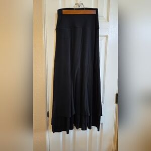 Athleta Black Foldover Waist Full Length Tiered Maxi Skirt Size Medium EUC